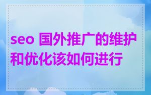 seo 国外推广的维护和优化该如何进行