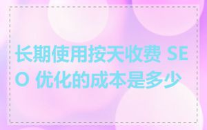 长期使用按天收费 SEO 优化的成本是多少