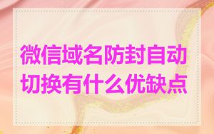 微信域名防封自动切换有什么优缺点