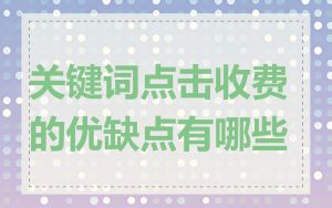 关键词点击收费的优缺点有哪些