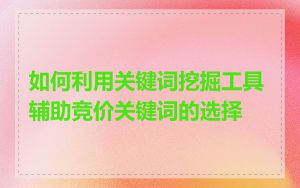 如何利用关键词挖掘工具辅助竞价关键词的选择