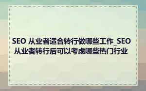 SEO 从业者适合转行做哪些工作_SEO 从业者转行后可以考虑哪些热门行业