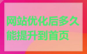 网站优化后多久能提升到首页