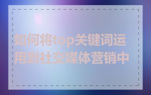 如何将top关键词运用到社交媒体营销中