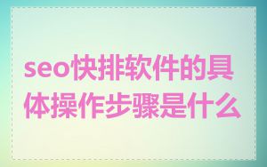 seo快排软件的具体操作步骤是什么