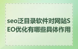 seo泛目录软件对网站SEO优化有哪些具体作用