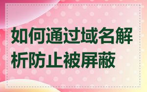 如何通过域名解析防止被屏蔽