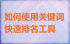 如何使用关键词快速排名工具