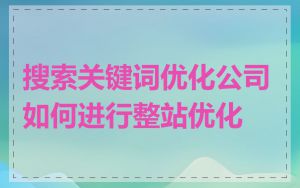 搜索关键词优化公司如何进行整站优化