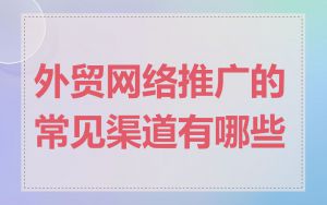 外贸网络推广的常见渠道有哪些