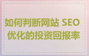 如何判断网站 SEO 优化的投资回报率