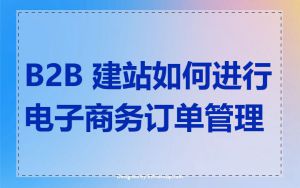 B2B 建站如何进行电子商务订单管理