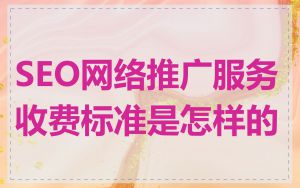 SEO网络推广服务收费标准是怎样的