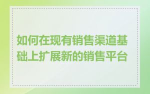 如何在现有销售渠道基础上扩展新的销售平台