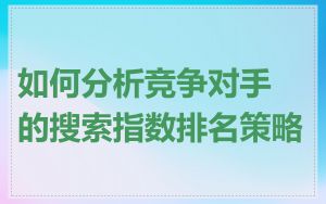 如何分析竞争对手的搜索指数排名策略