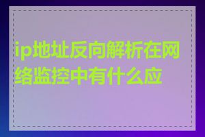 ip地址反向解析在网络监控中有什么应用