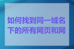如何找到同一域名下的所有网页和网站