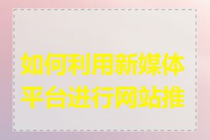 如何利用新媒体平台进行网站推广