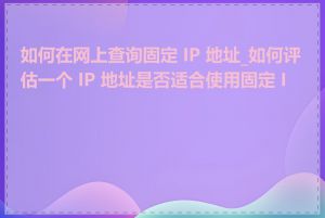 如何在网上查询固定 IP 地址_如何评估一个 IP 地址是否适合使用固定 IP