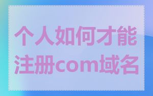 个人如何才能注册com域名