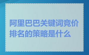 阿里巴巴关键词竞价排名的策略是什么