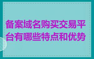 备案域名购买交易平台有哪些特点和优势