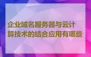 企业域名服务器与云计算技术的结合应用有哪些