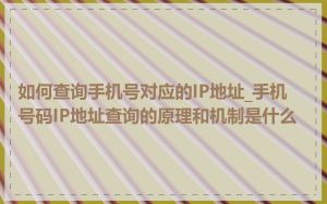 如何查询手机号对应的IP地址_手机号码IP地址查询的原理和机制是什么