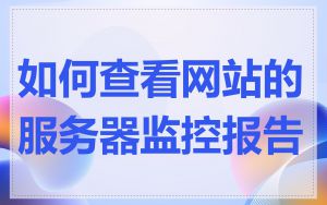 如何查看网站的服务器监控报告