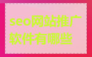 seo网站推广软件有哪些