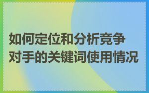 如何定位和分析竞争对手的关键词使用情况