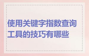 使用关键字指数查询工具的技巧有哪些