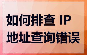 如何排查 IP 地址查询错误