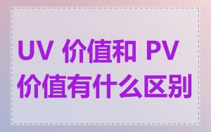UV 价值和 PV 价值有什么区别