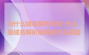 为什么域名解析失败_什么是域名解析故障的常见原因