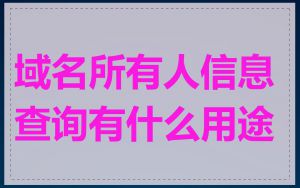 域名所有人信息查询有什么用途