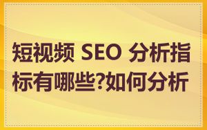 短视频 SEO 分析指标有哪些?如何分析
