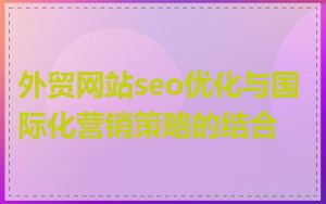 外贸网站seo优化与国际化营销策略的结合