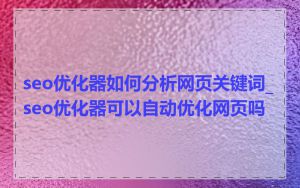 seo优化器如何分析网页关键词_seo优化器可以自动优化网页吗