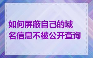如何屏蔽自己的域名信息不被公开查询