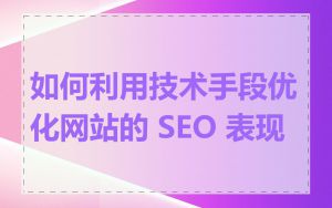 如何利用技术手段优化网站的 SEO 表现