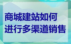 商城建站如何进行多渠道销售