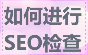 如何进行SEO检查