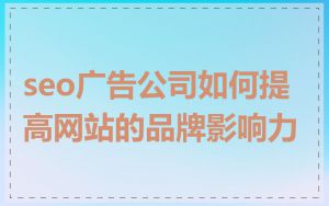 seo广告公司如何提高网站的品牌影响力