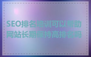 SEO排名培训可以帮助网站长期保持高排名吗