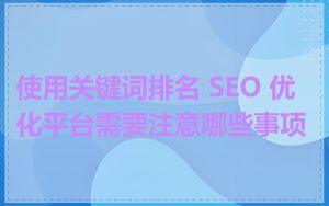 使用关键词排名 SEO 优化平台需要注意哪些事项