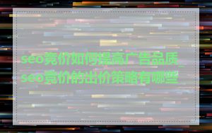 seo竞价如何提高广告品质_seo竞价的出价策略有哪些