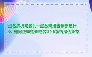 域名解析问题的一般故障排查步骤是什么_如何快速检查域名DNS解析是否正常