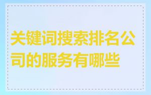关键词搜索排名公司的服务有哪些