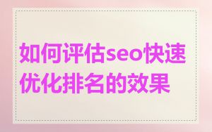 如何评估seo快速优化排名的效果